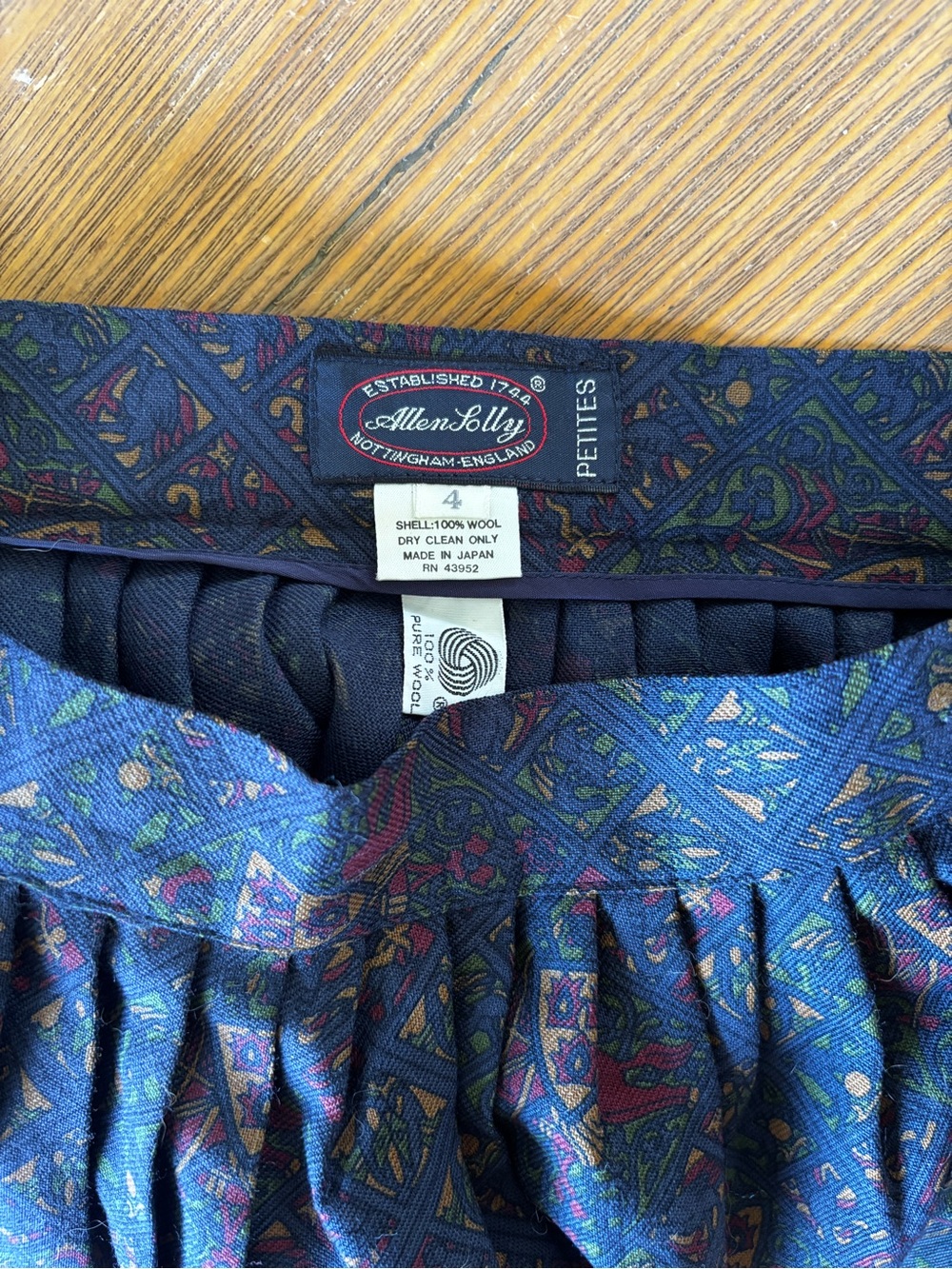 Allen Solly Blue Multicolor Printed Pleated A-Line Skirt